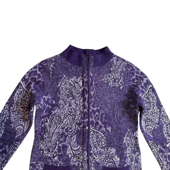 Pendleton Cardigan Sweater Womens Medium Purple Zip Front 100% Merino Wool - Picture 3 of 9